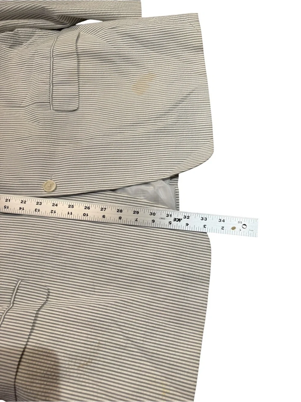Saddlebred Men's 48R Gray Seersucker Blazer - Classic Striped Summer Suit Jacket